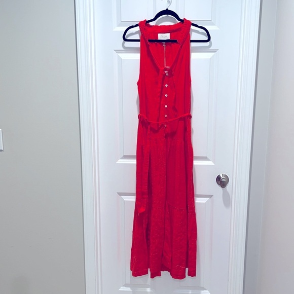 NWT CLEOBELLA Simone Ankle Dress certified ORGANIC Donny red orange layered ties - Picture 12 of 14